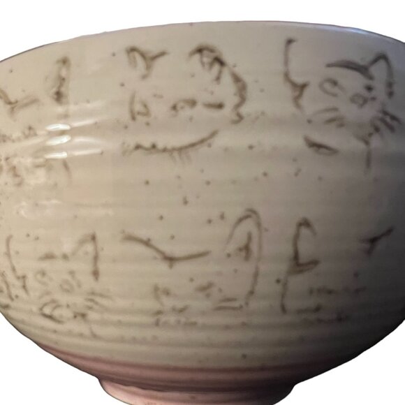 Set: 2 Home Essentials PET Speckled Ceramic Cat Bowls Pink & Aqua 5" x 3" - Picture 4 of 13